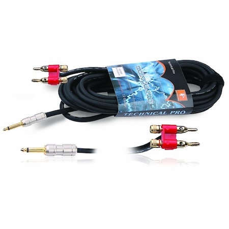 Technical Pro .25 in. to Banana Speaker Cables 50 ft. Feet 16 Gauge TE489577